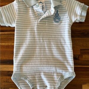 The Citadel emblem Striped Light Blue Polo One-Piece Bodysuit for Babies